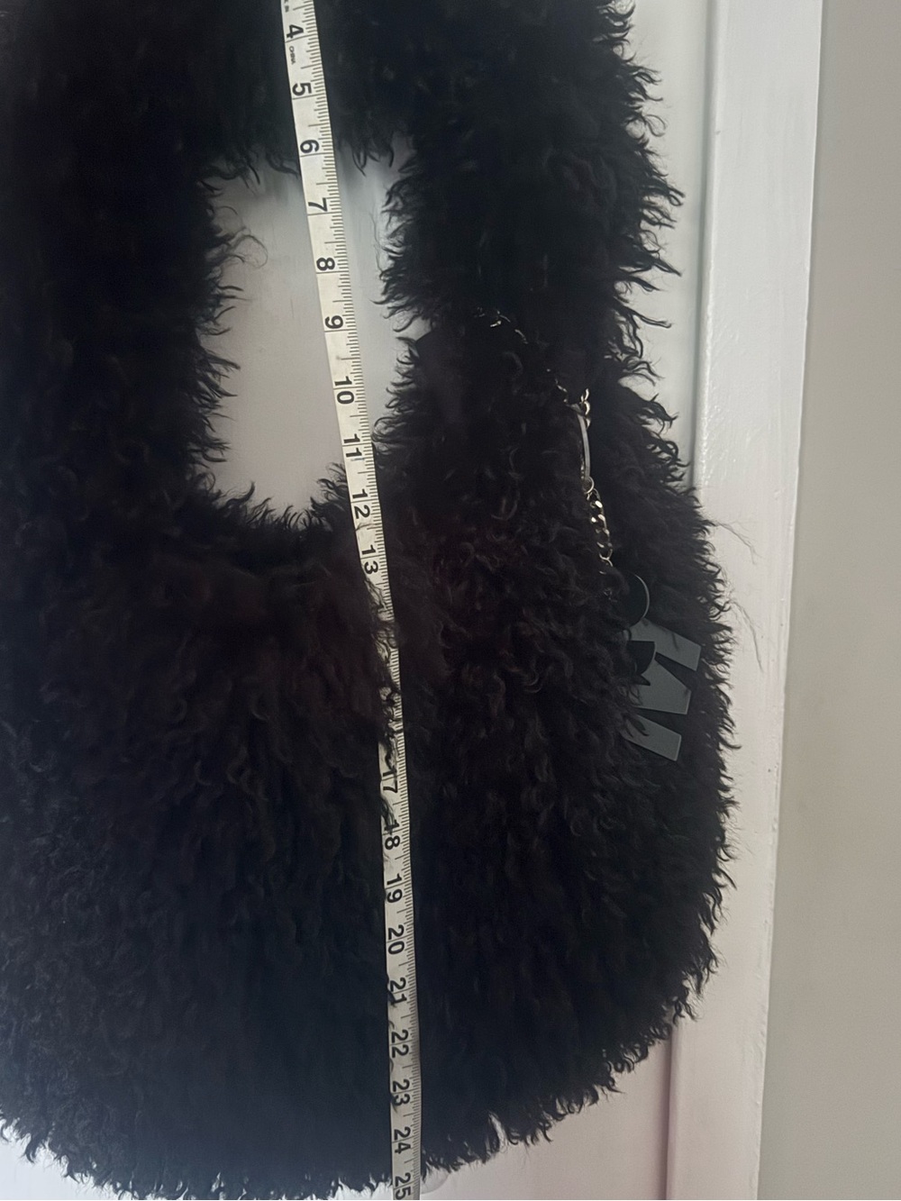 Steve Madden Black Faux Fur Hobo Bag with SM Charm - Picture 4 of 6
